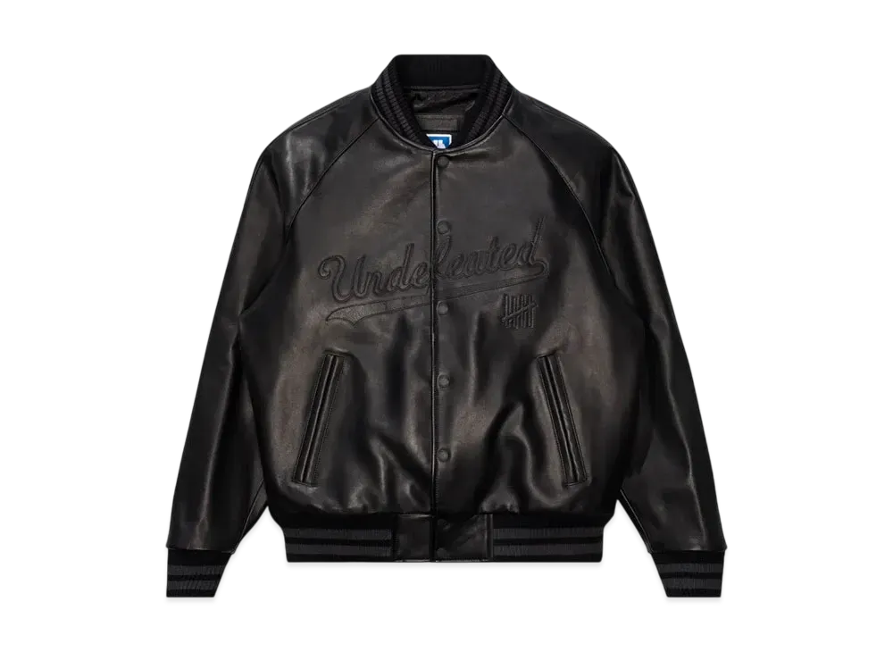 UNDEFEATED Leather Varsity Jacket "Black"