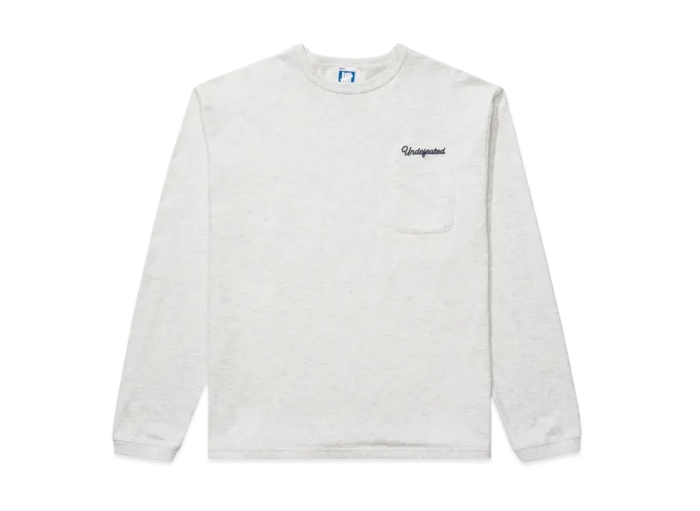 UNDEFEATED Script L/S Pocket Tee "Gray"