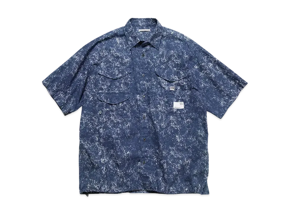 uniform experiment Indigo Print S/S Fishing Shirt "White"