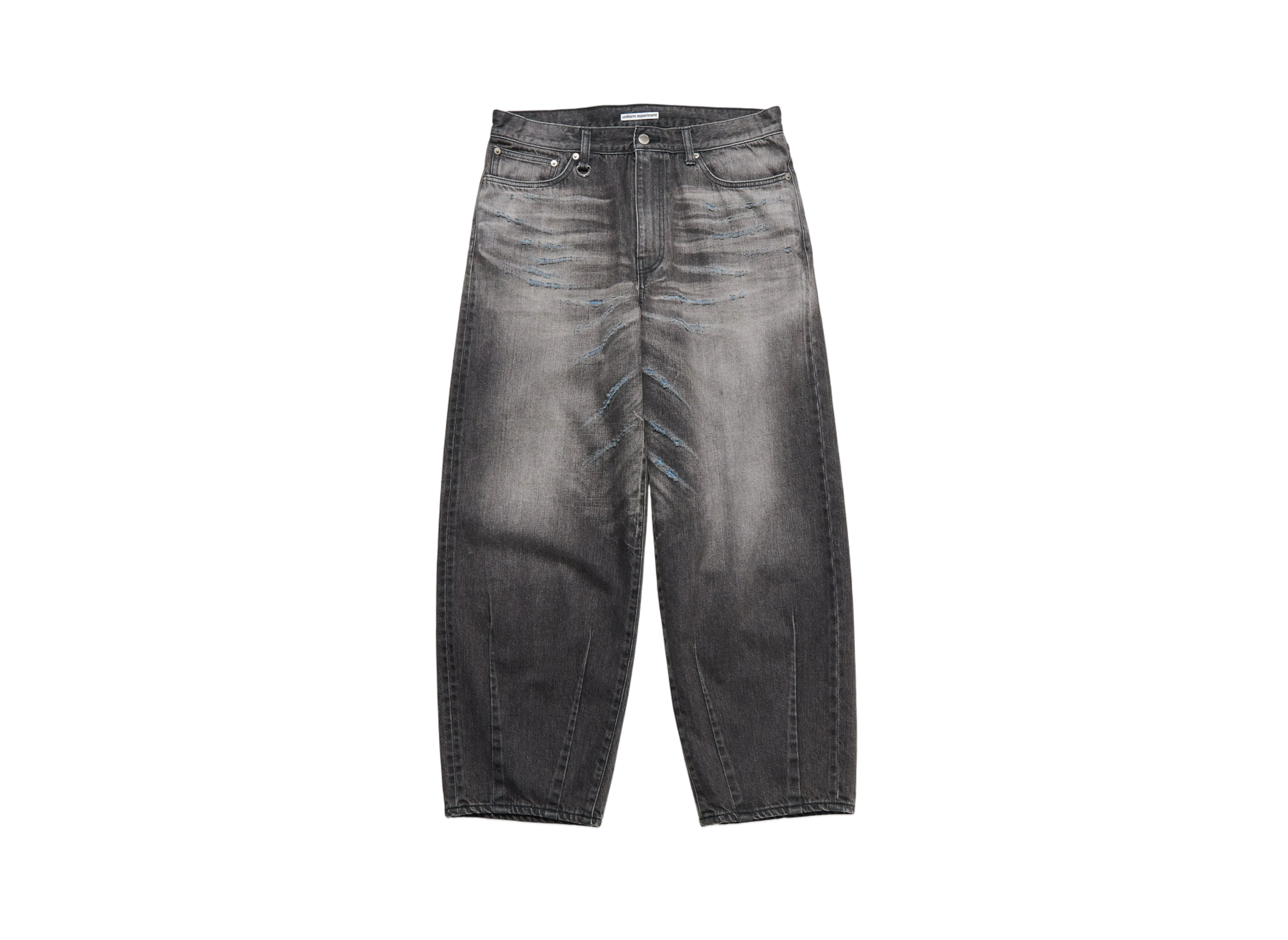 uniform experiment Damaged Hem Tuck Wide Straight Jeans "Black"