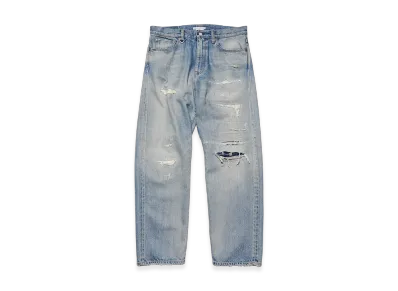 uniform experiment Damaged Denim Regular-Fit Jeans "Light Indigo"