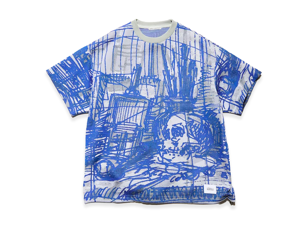uniform experiment x Michael Cherno Sketch Hem Cord Tee "Blue"