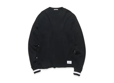uniform experiment Color Ribbed Waffle Crewneck Top "Black/Lined"
