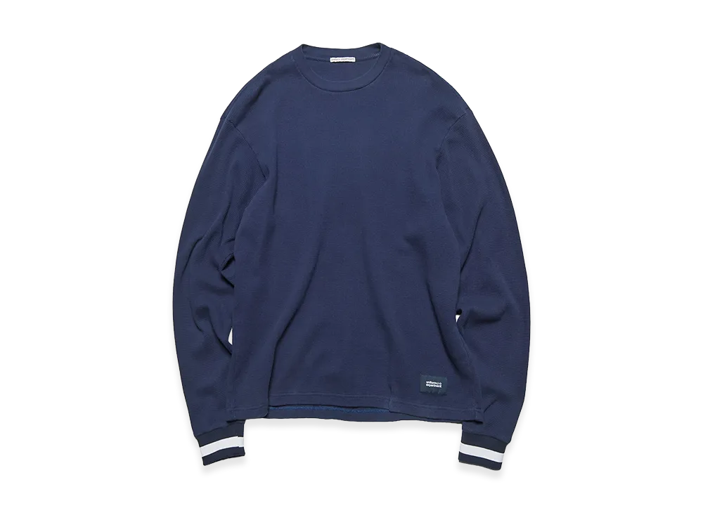 uniform experiment Color Ribbed Waffle Crewneck Top "Navy/Lined"