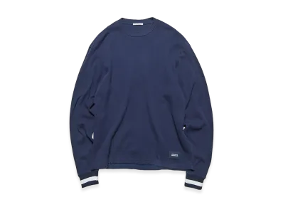 uniform experiment Color Ribbed Waffle Crewneck Top "Navy/Lined"