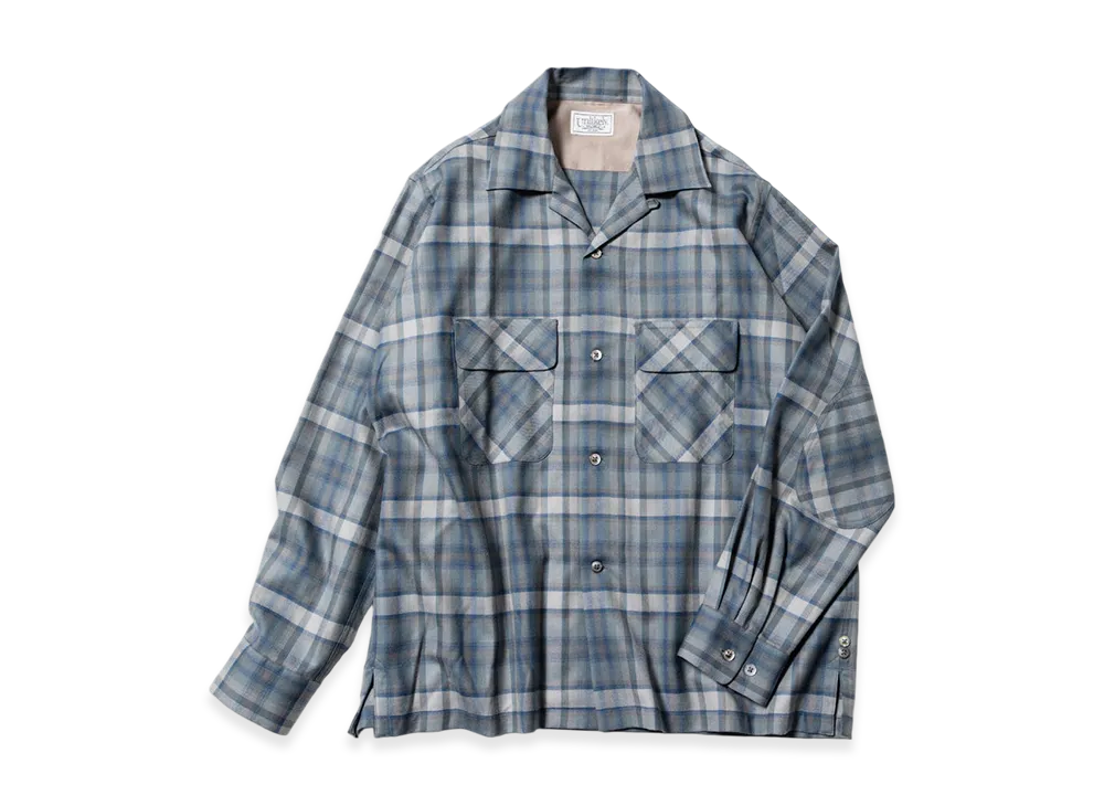 Unlikely 2P Sports Open L/S Shirts Wool Plaids "Blue Plaids"