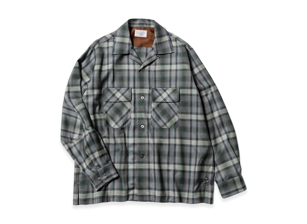 Unlikely 2P Sports Open L/S Shirts Wool Plaids "Green Plaids"