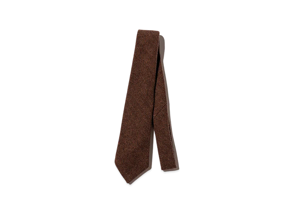 Unlikely Tie Wool Tweed "Brown Herringbone"