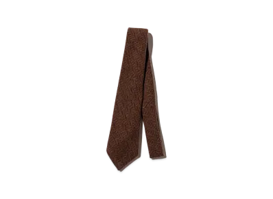 Unlikely Tie Wool Tweed "Brown Herringbone"