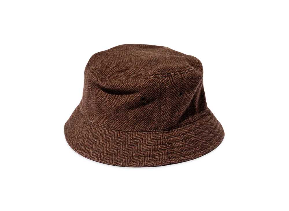 Unlikely Bucket Hat Wool Tweed "Brown Herringbone"