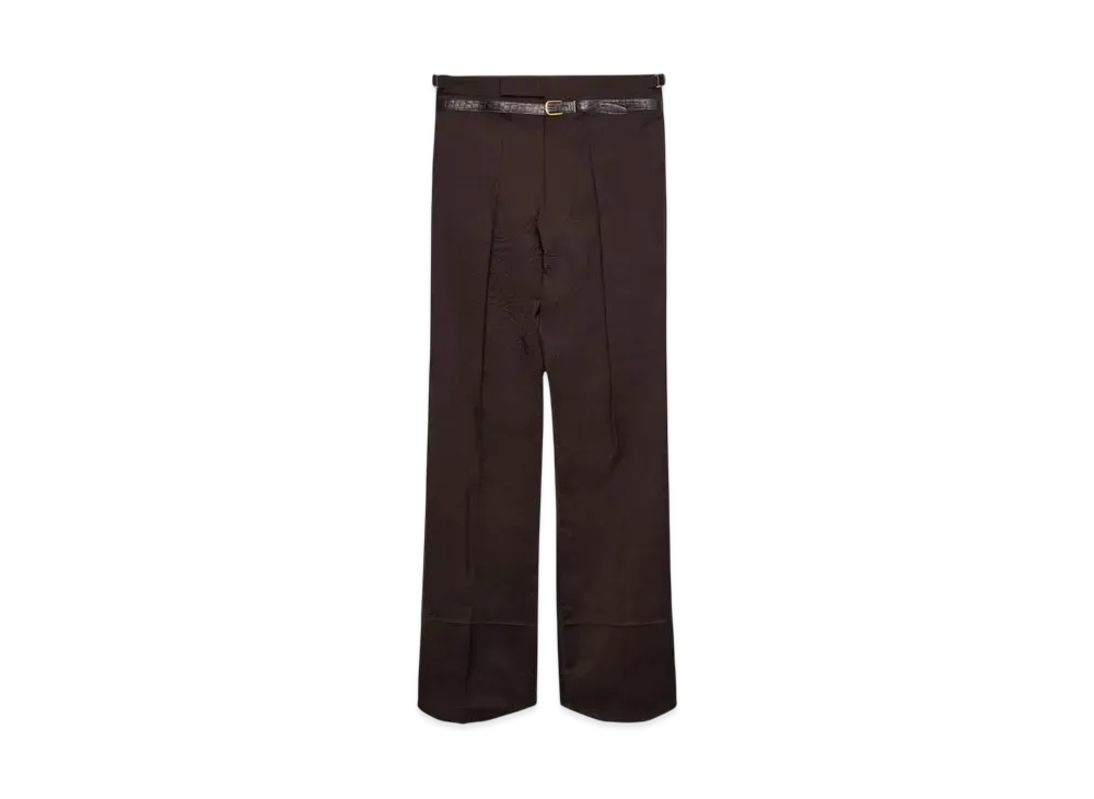 PRADA Men's Mohair and Silk Pants with Printed Belt "Dark Brown"