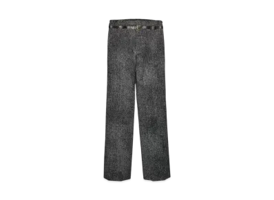 PRADA Men's Cotton Gabardine Pants with Printed Belt "Silver Gray"