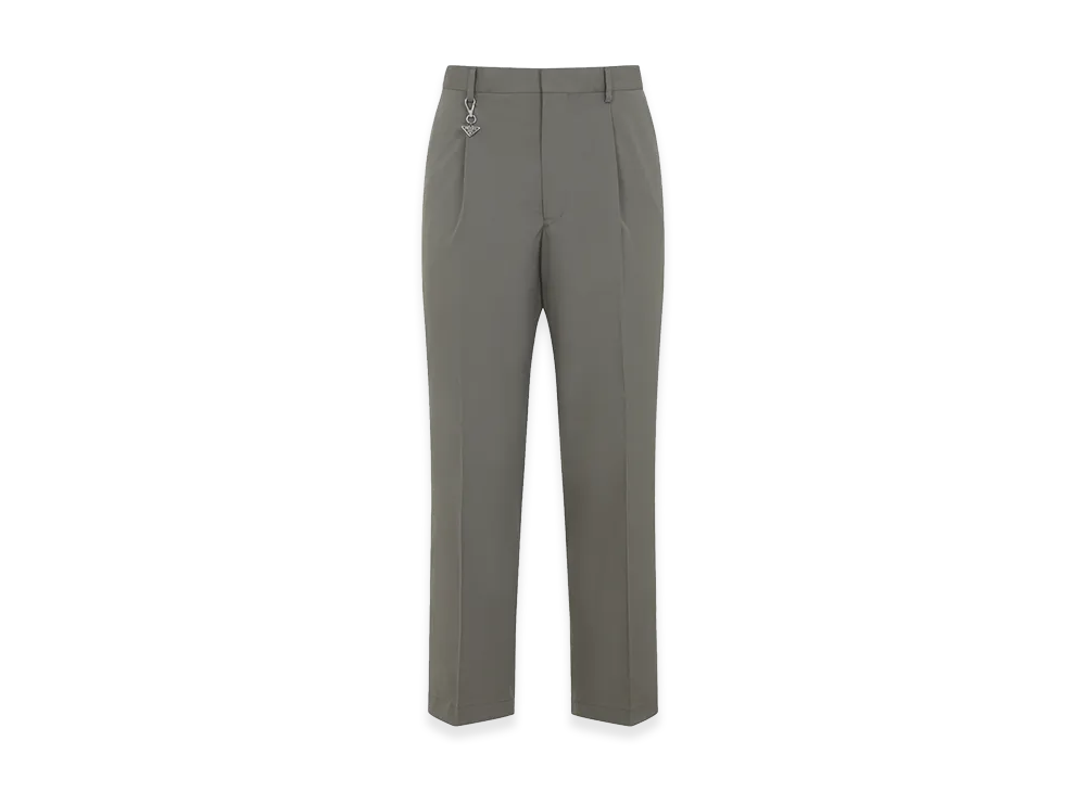 PRADA Pleated Cotton Trousers With Charm "Argilla"