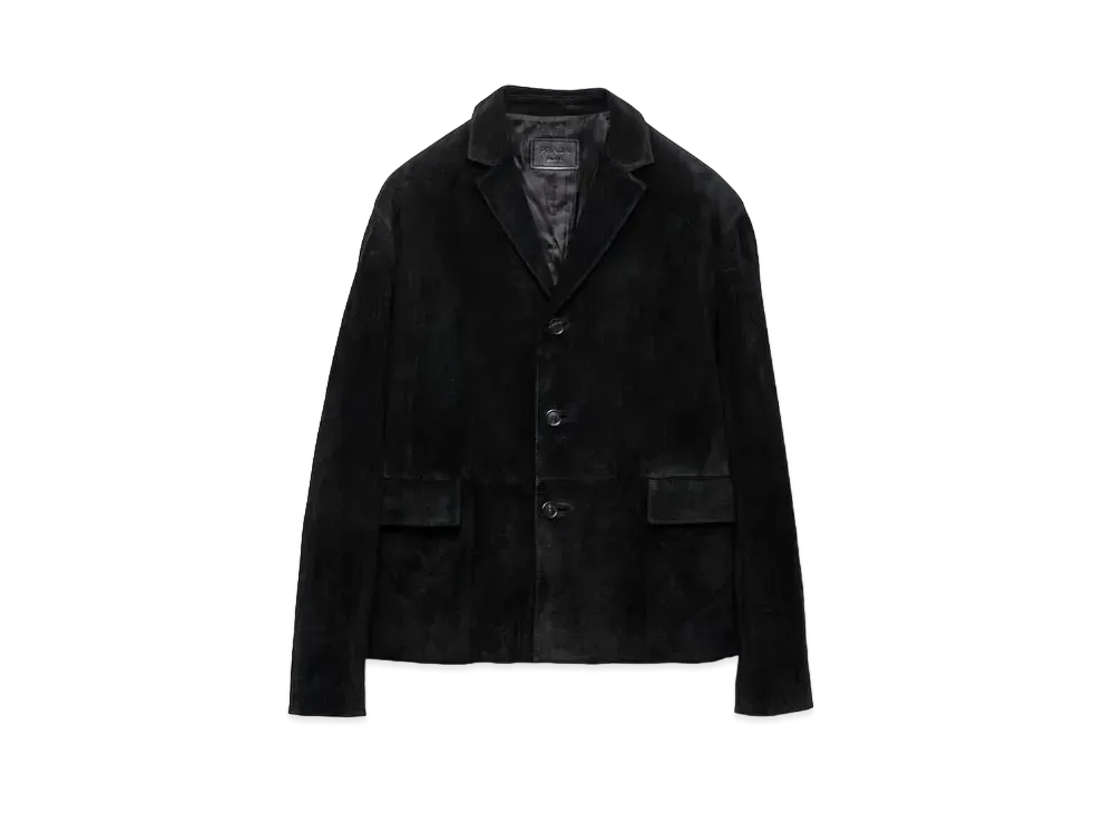 PRADA Men's Suede Calfskin Jacket "Black"