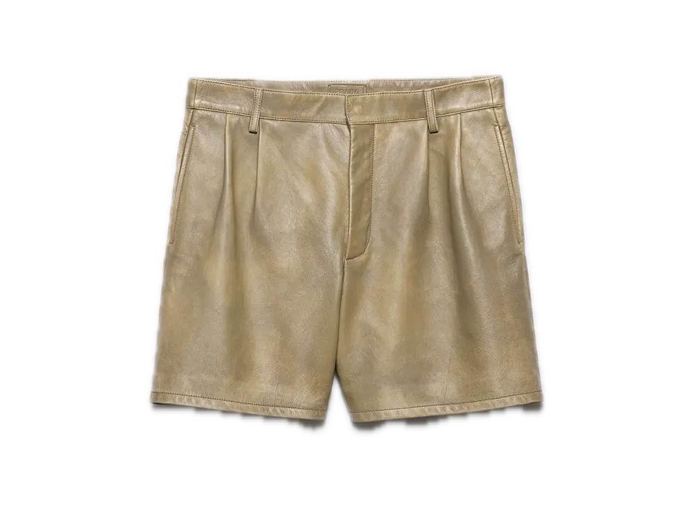 PRADA Nappa Leather Bermuda Shorts "Beige"