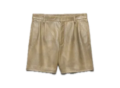 PRADA Nappa Leather Bermuda Shorts "Beige"