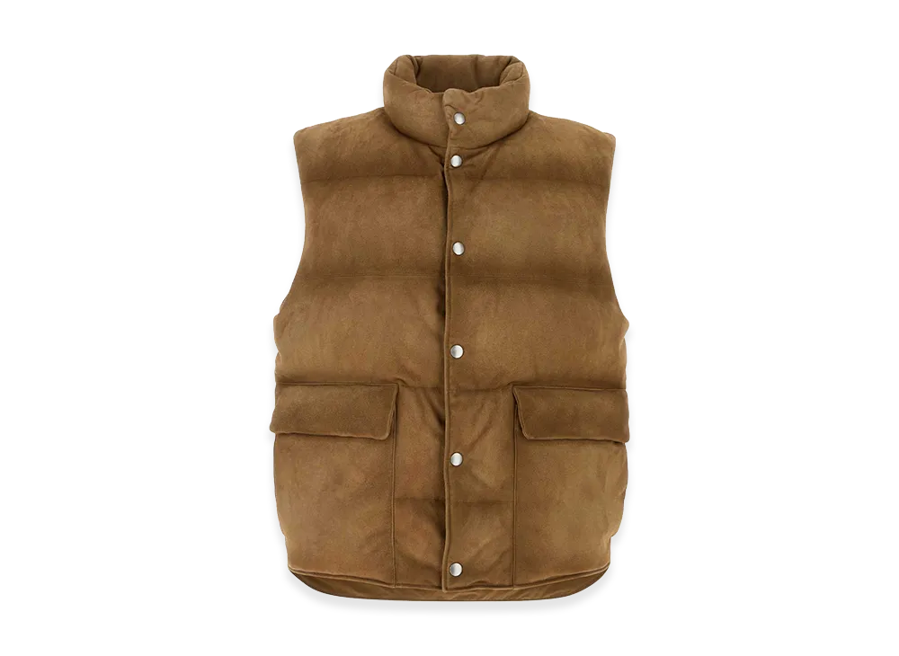 PRADA Biscuit Suede Sleeveless Down Jacket "Brown"
