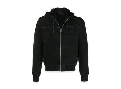 PRADA Zip Up Logo Hoodie "Black"