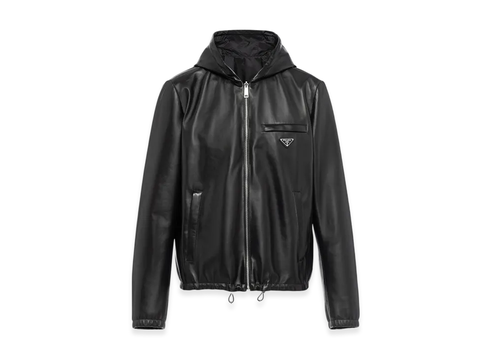 PRADA Reversible Nappa and Nylon Blouson Jacket "Black"