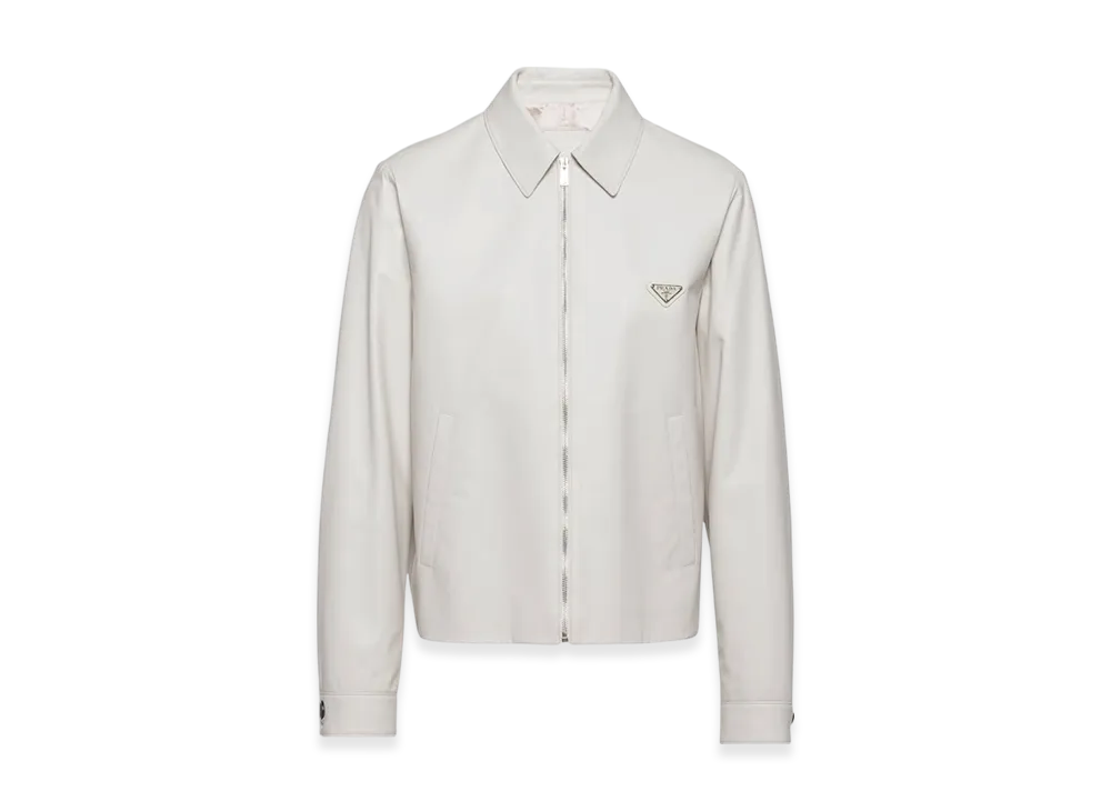 PRADA Nappa Leather Blouson Jacket "Ivory"
