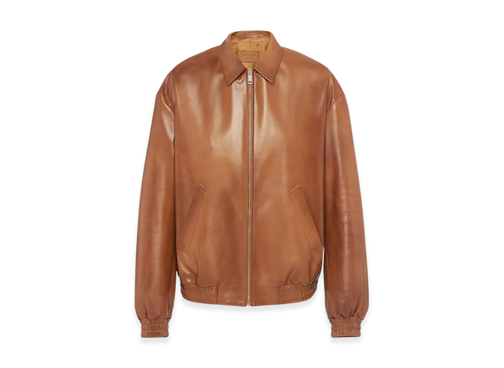 PRADA Oversized Nappa Leather Bomber Jacket "Caramel"