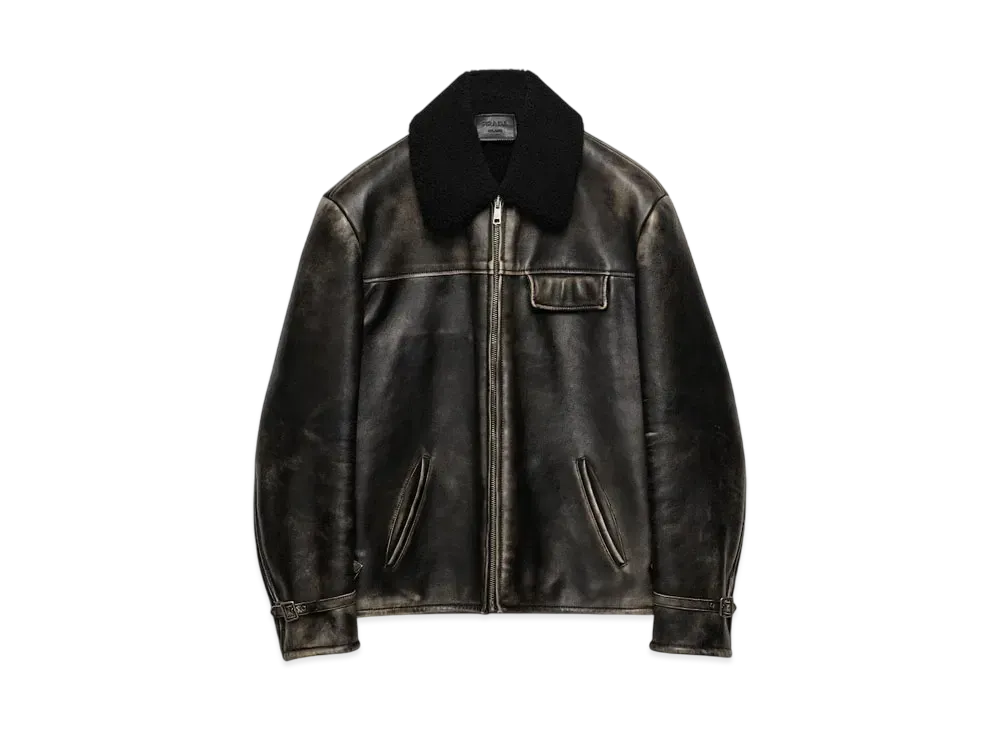 PRADA Men's Nappa Leather and Shearling Jacket "Black"