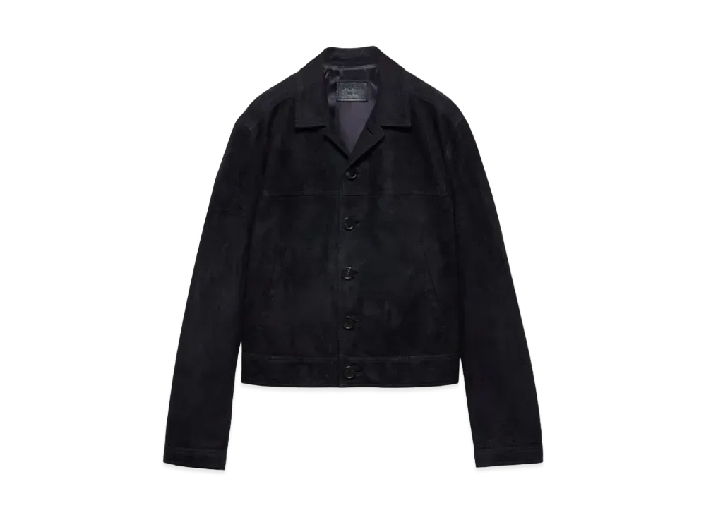PRADA Men's Suede Blouson Jacket "Navy"