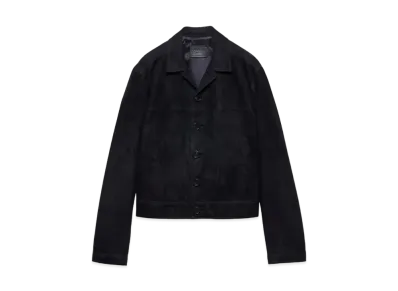 PRADA Men's Suede Blouson Jacket "Navy"