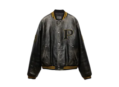 PRADA Men's Padded Leather Bomber Jacket "Black"