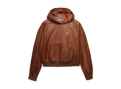 PRADA Men's Leather Hoodie "Brown"