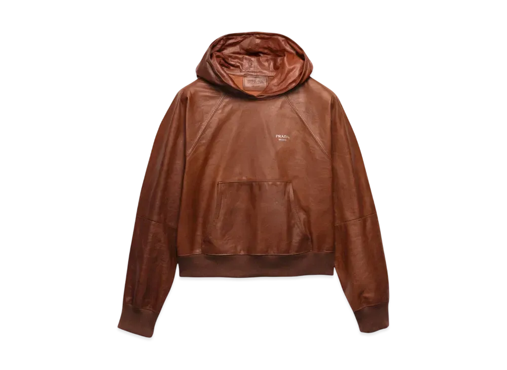 PRADA Men's Nappa Leather Hoodie "Black"