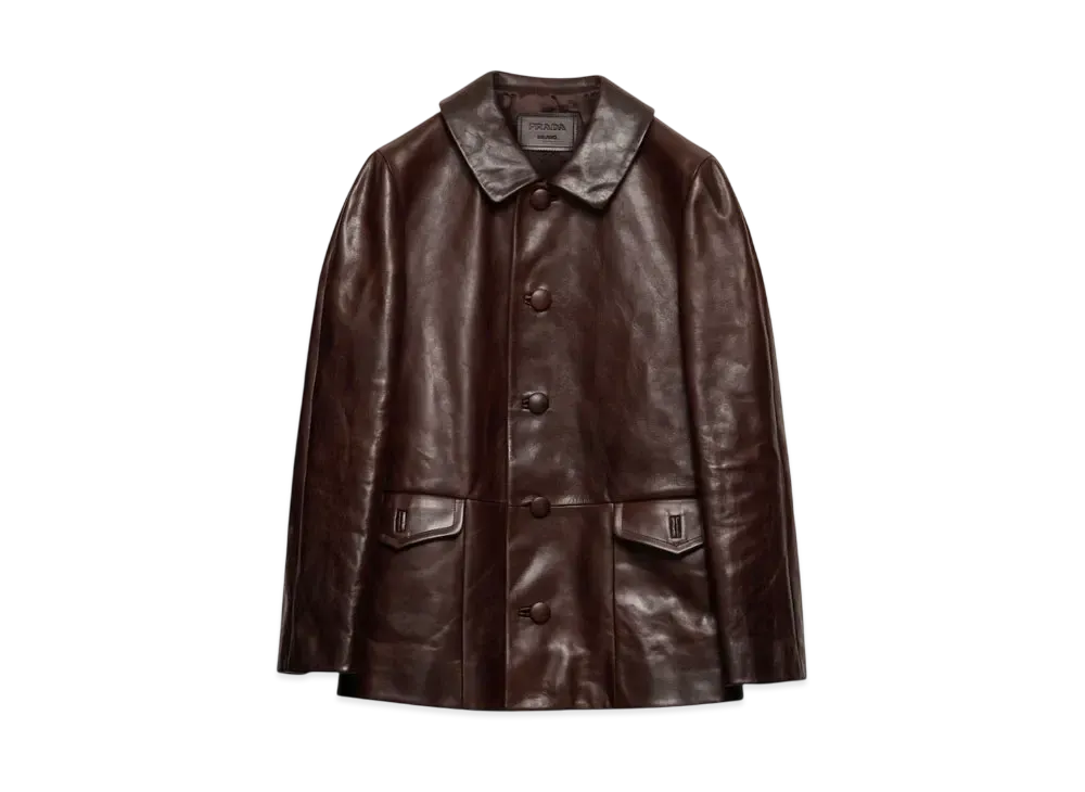 PRADA Men's Leather Blouson Jacket "Dark Brown"