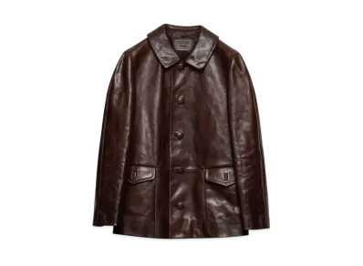 PRADA Men's Leather Blouson Jacket "Dark Brown"