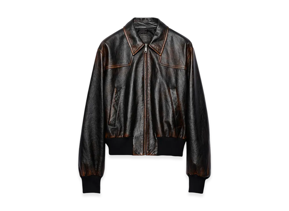 PRADA Leather Bomber Jacket "Black"
