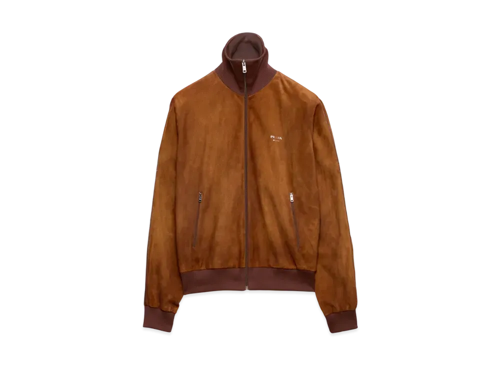 PRADA Men's Suede Blouson Jacket "Cognac"