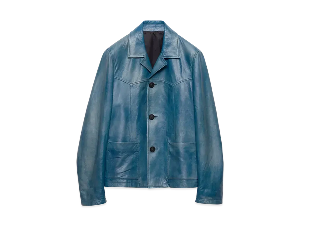 PRADA Men's Nappa Leather Jacket "Blue"