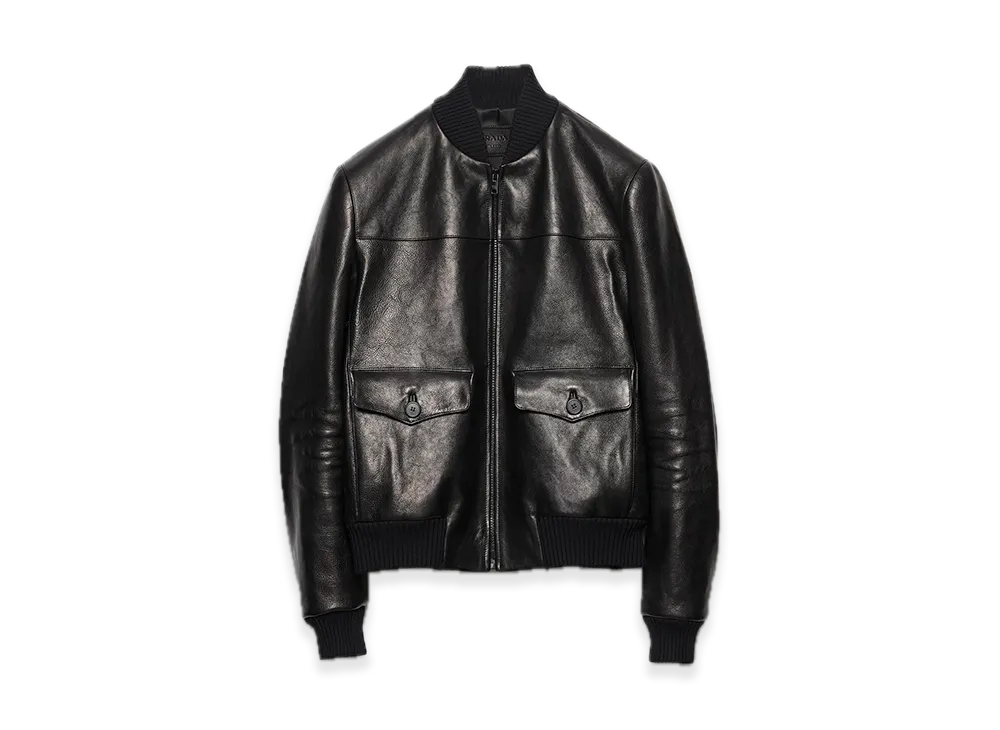 PRADA Leather Bomber Jacket "Black"