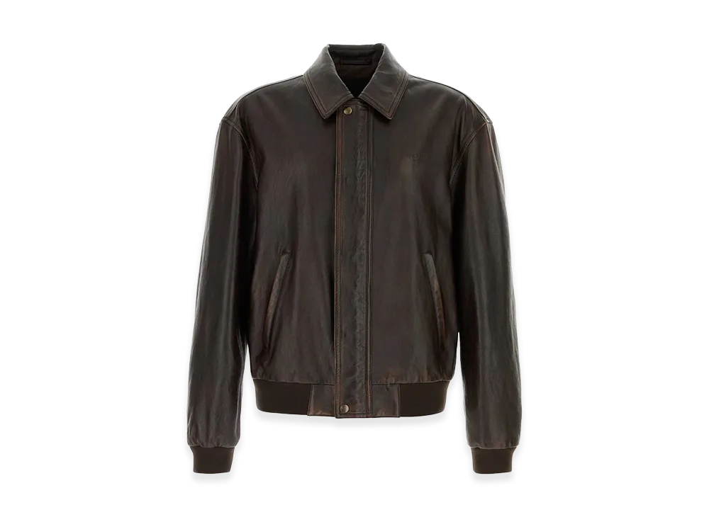 PRADA Leather Bomber Jacket "Brown"