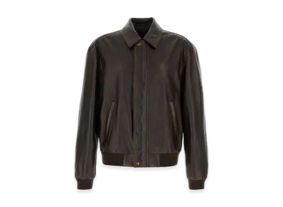 PRADA Leather Bomber Jacket "Brown"