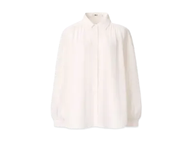 Uniqlo :C Sheer Volume Blouse (Long Sleeve) "Off White"
