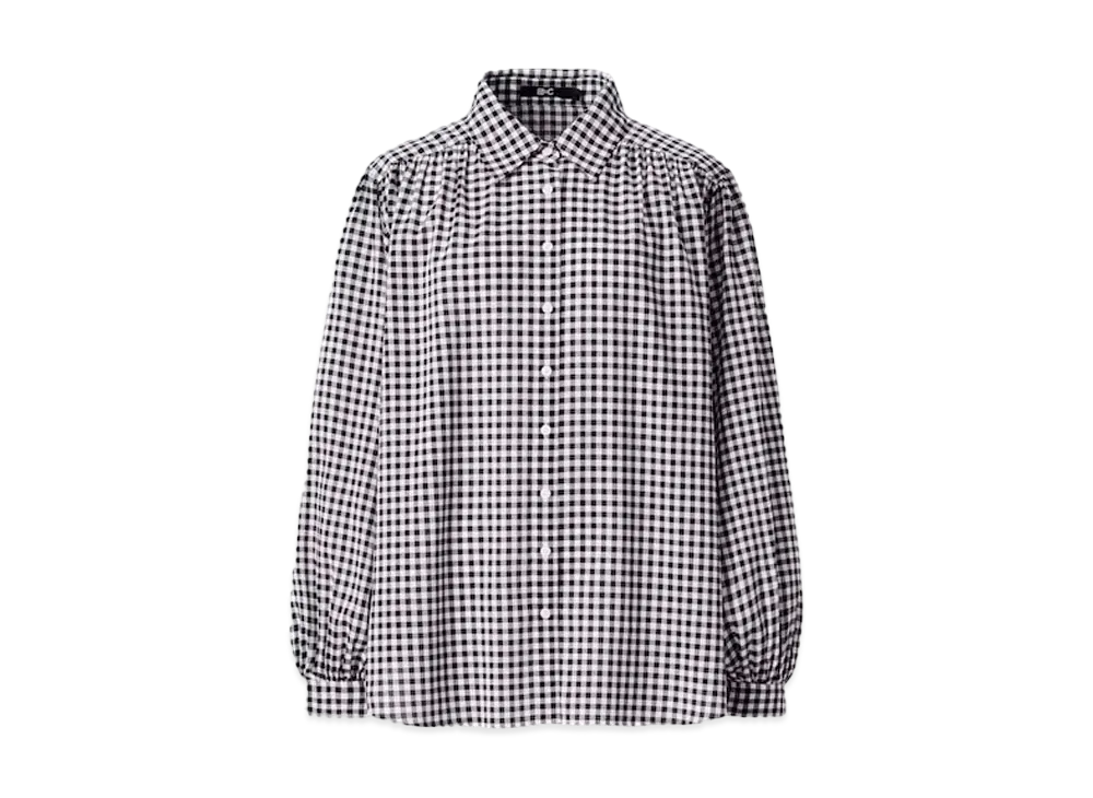 Uniqlo :C Volume Check Blouse (Long Sleeve) "Black"