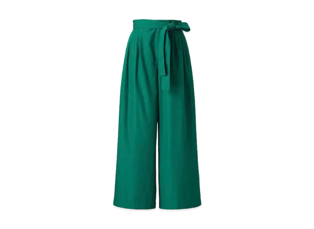 Uniqlo :C Belted Ankle Wide Pants "Green"