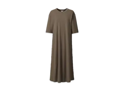 Uniqlo U 24SS Crepe Cotton Snap Dress "Dark Brown"