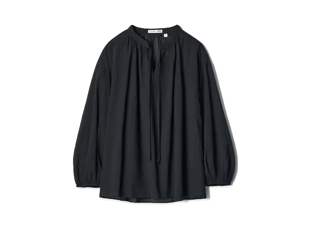 Uniqlo x JW Anderson 24SS Cotton Sheer Volume Blouse "Black"