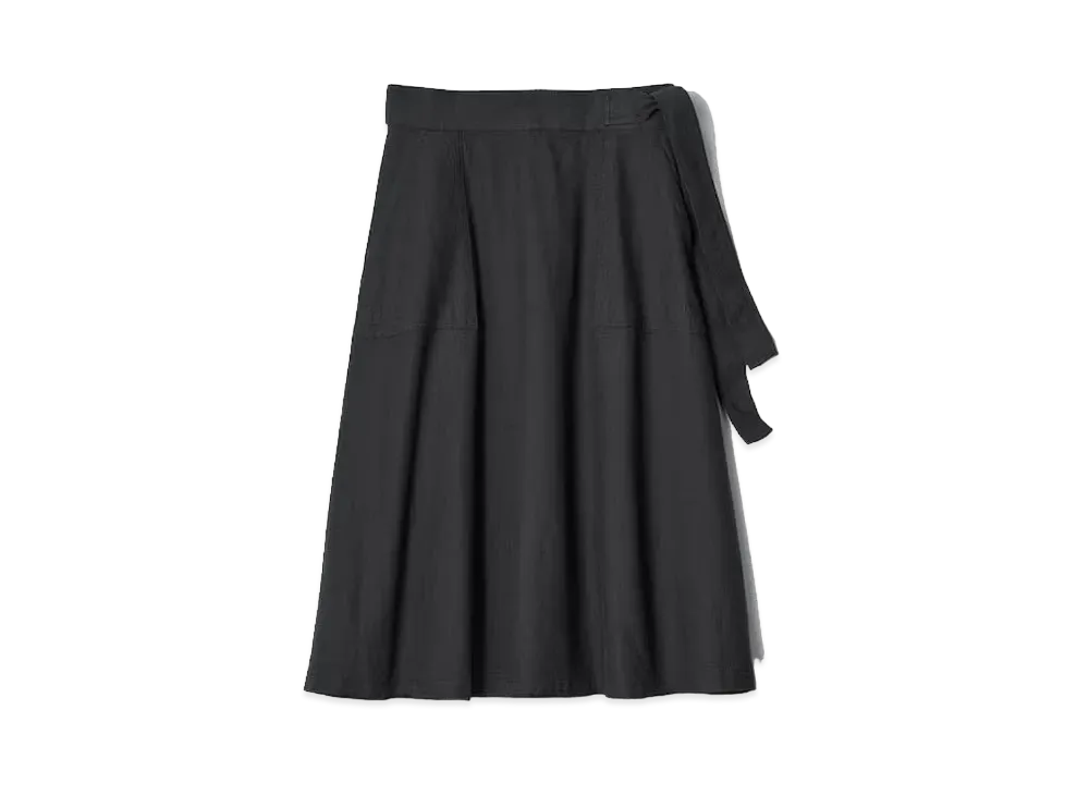 Uniqlo x JW Anderson 24SS Linen Blend Belted Flared Skirt "Black"