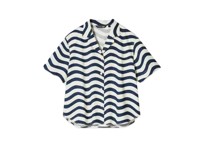 Uniqlo x Marimekko Linen Blend Open Collar Shirt "Navy"