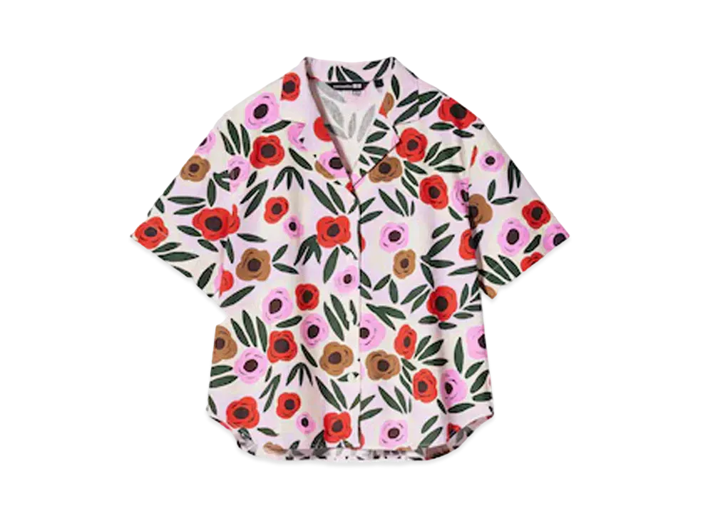 Uniqlo x Marimekko Linen Blend Open Collar Shirt "Pink"