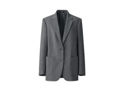 Uniqlo C Women'S Oversized Jacket / Stripes "Gray"