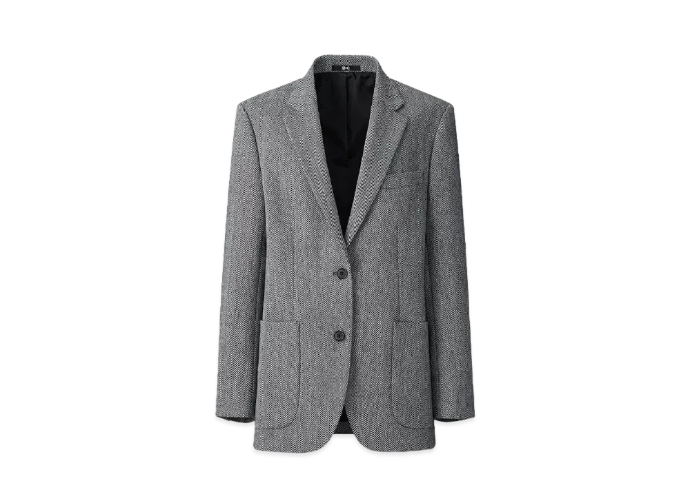 Uniqlo C Women'S Tweed Oversized Jacket "Dark Gray"