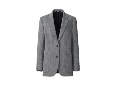 Uniqlo C Women'S Tweed Oversized Jacket "Dark Gray"